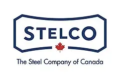 Stelco logo with a red maple leaf and the text “The Steel Company of Canada” underneath, highlighting its legacy in steel manufacturing for industries such as concrete contractors.